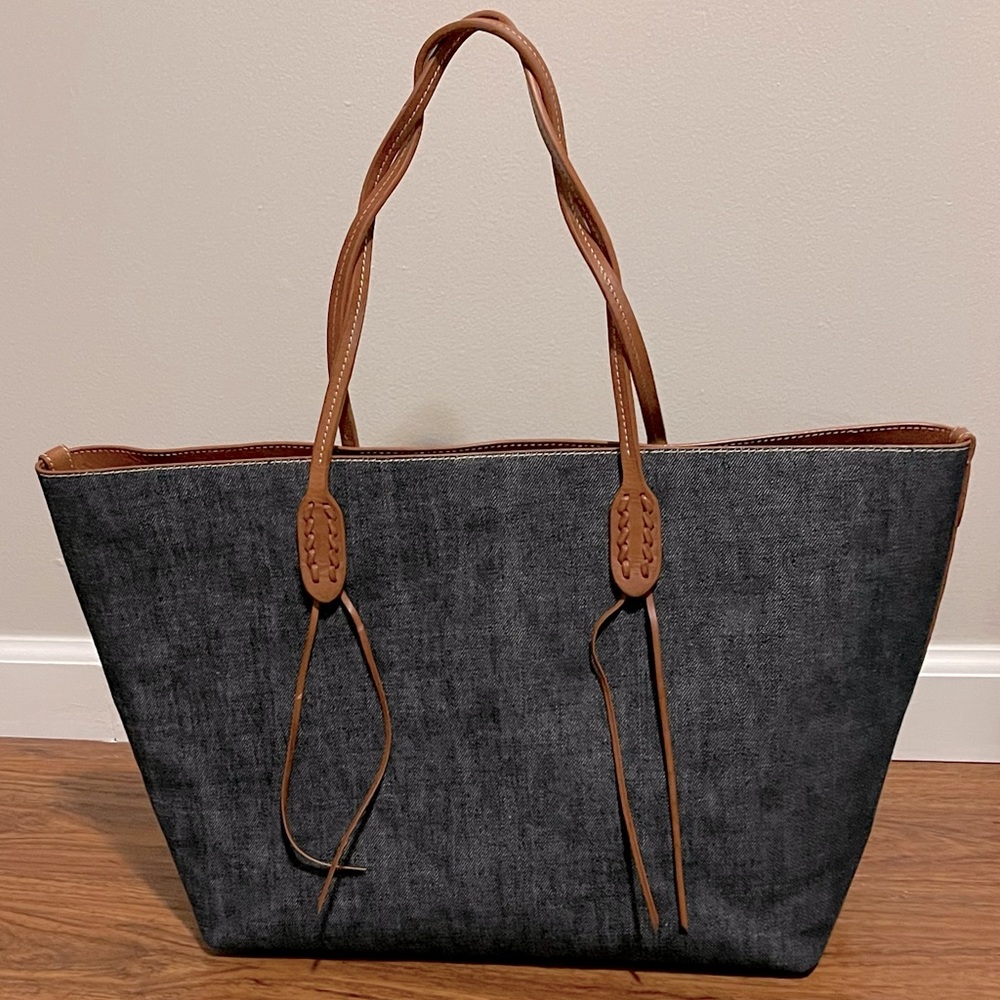 Ralph Lauren Denim Leather Tote Bag